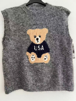 Jersey chaleco estampado ositos gris