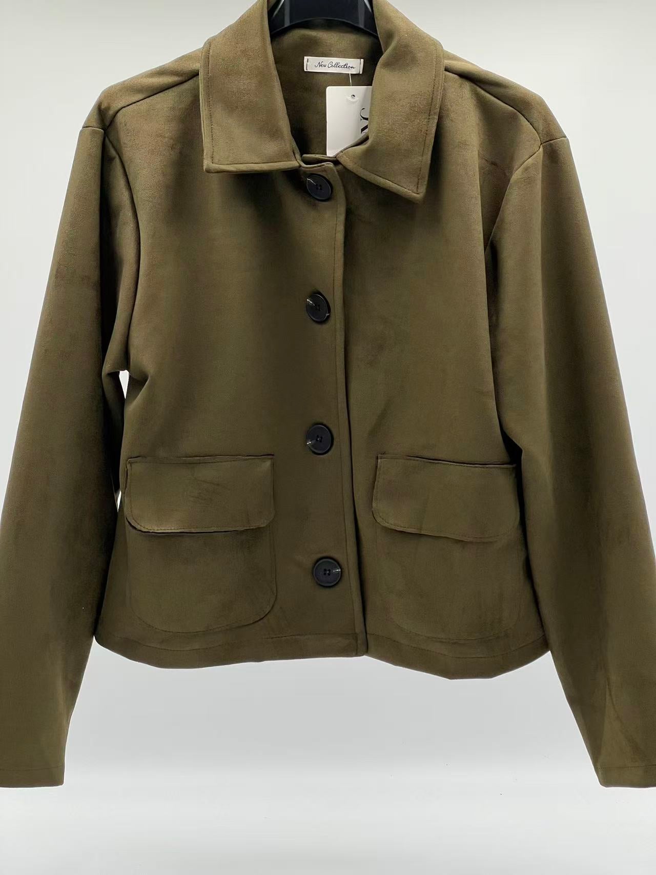 Chaqueta antelina verde caqui