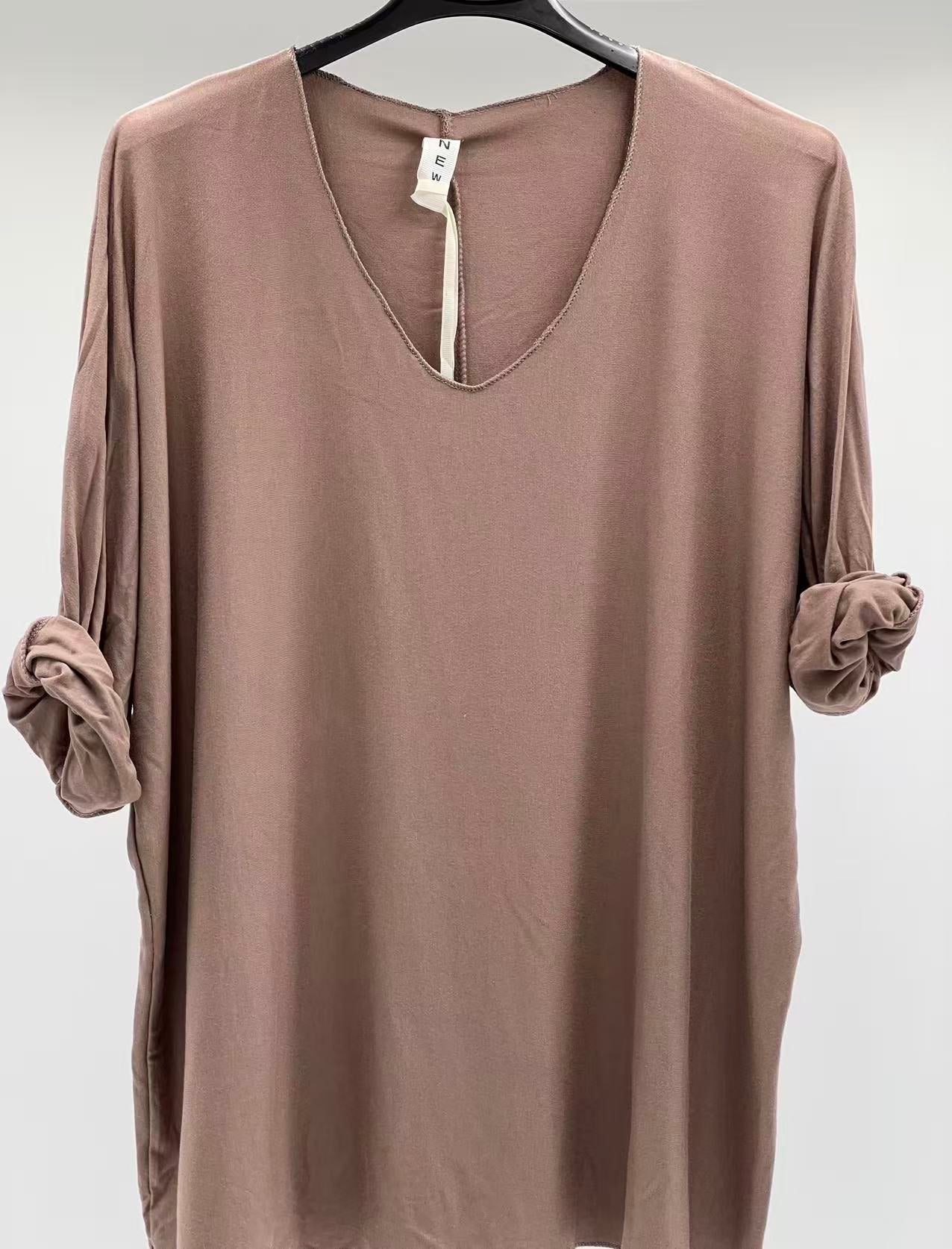 Camiseta básica manga larga marrón chocolate