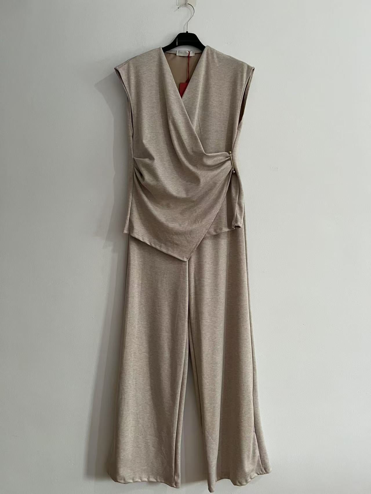 Conjunto top corchete beige