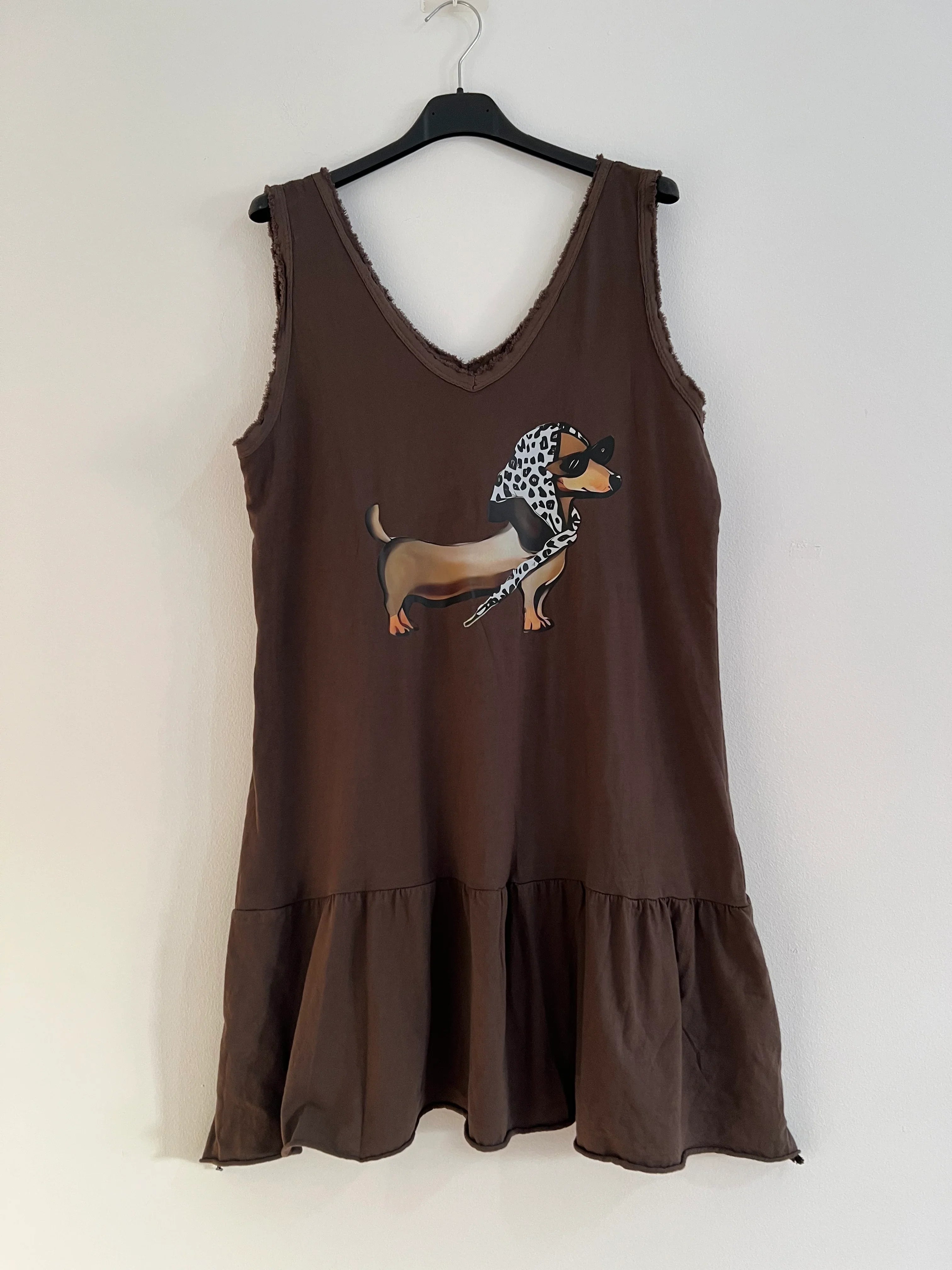 Vestido midi dibujo marron