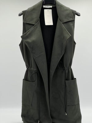 Chaleco antelina liso verde caqui