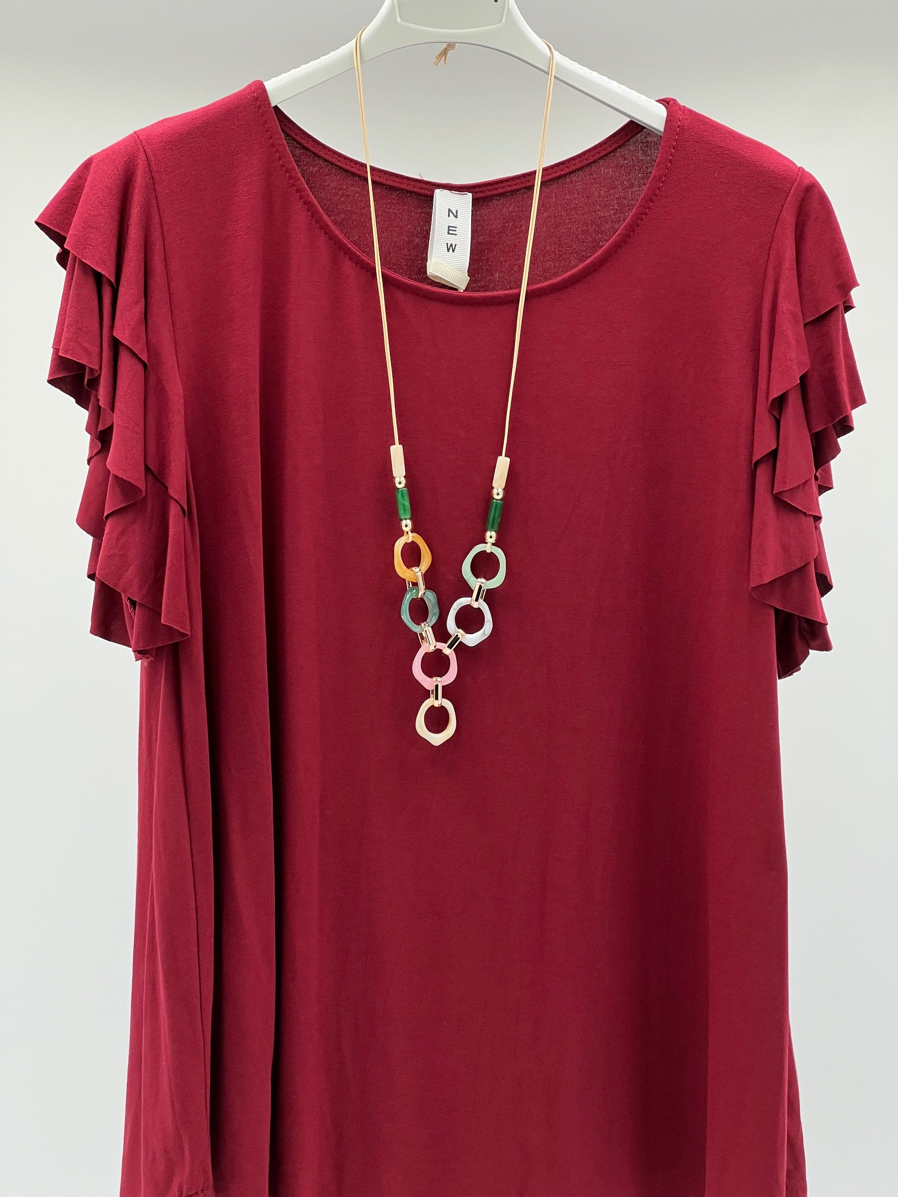 Camiseta volante burdeo