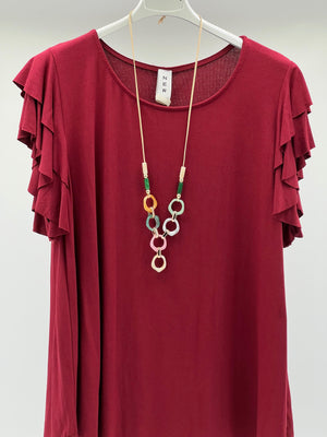 Camiseta volante burdeo