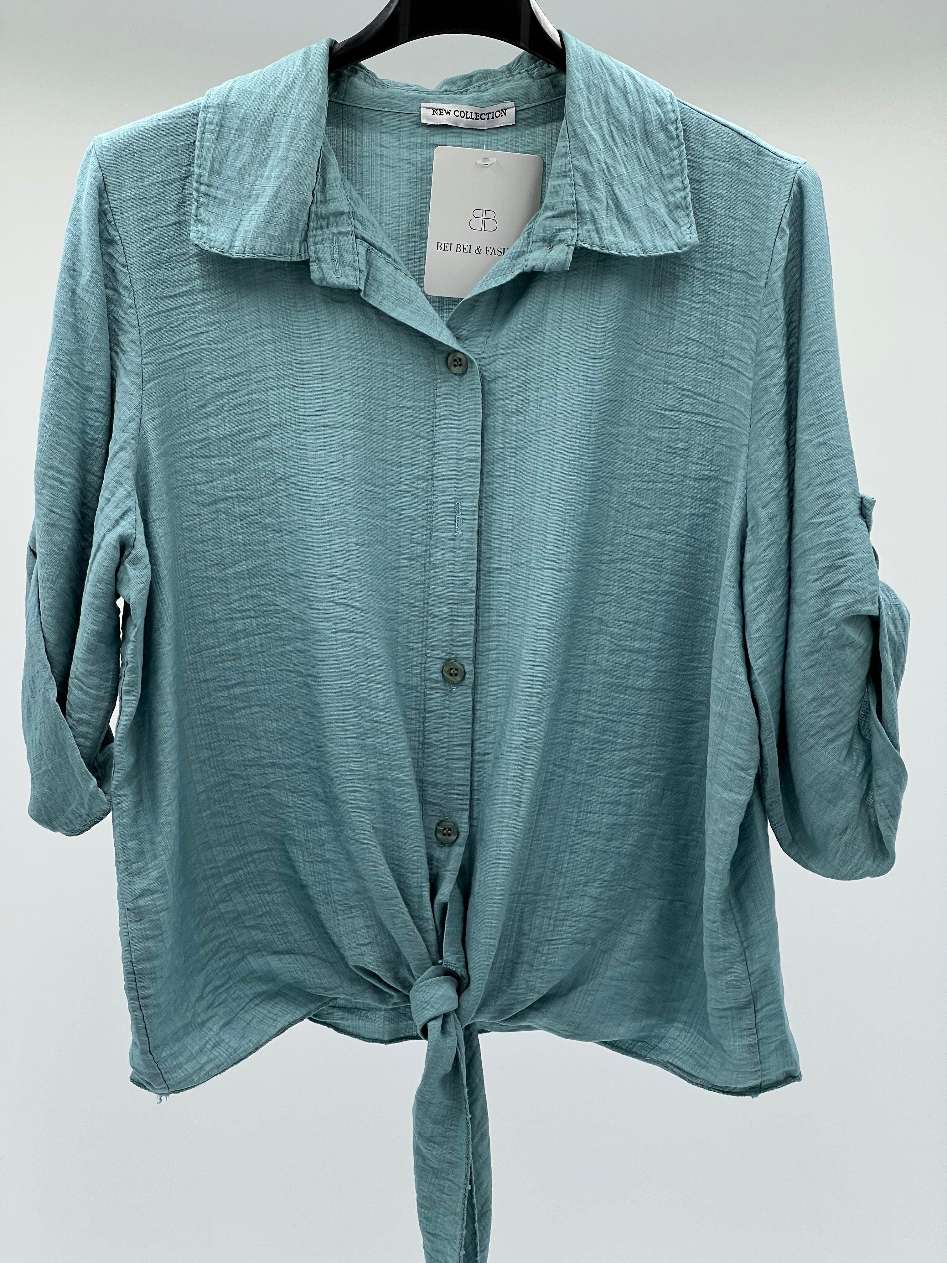 Camisa nudo verde agua