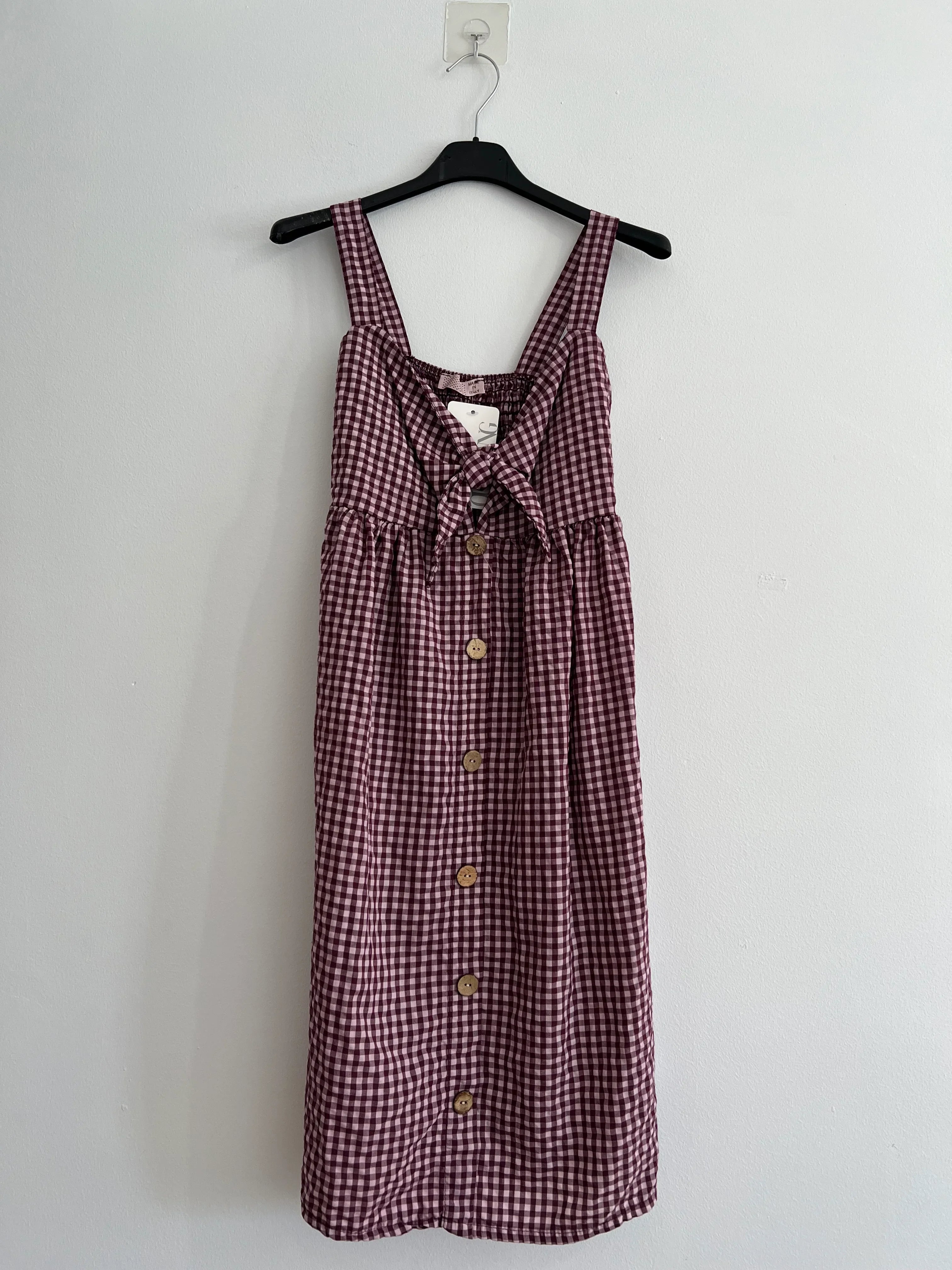 Vestido midi tirantes cuadro