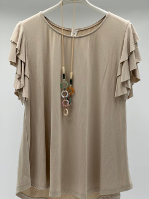 Camiseta volante beige
