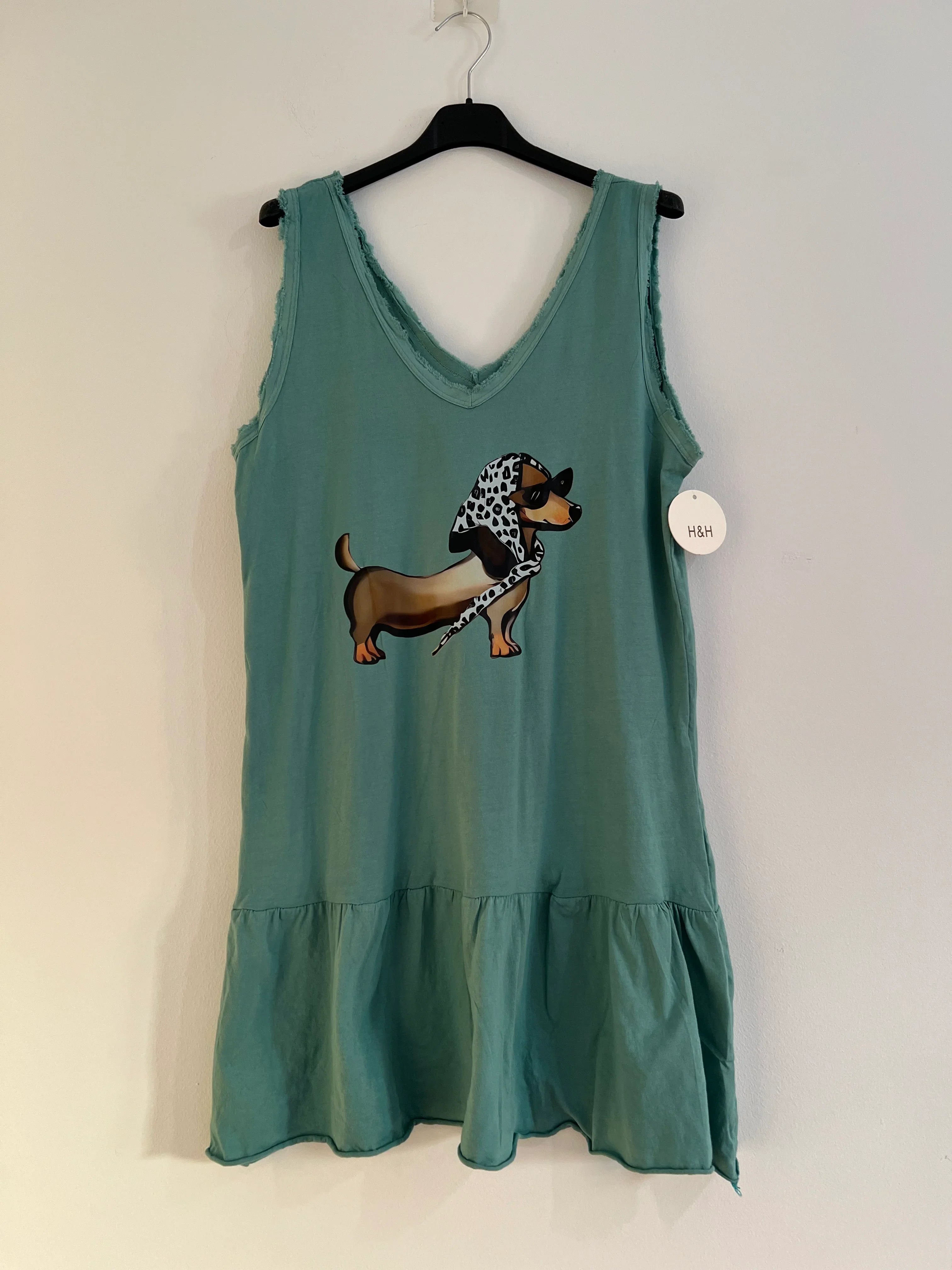 Vestido midi dibujo verde agua