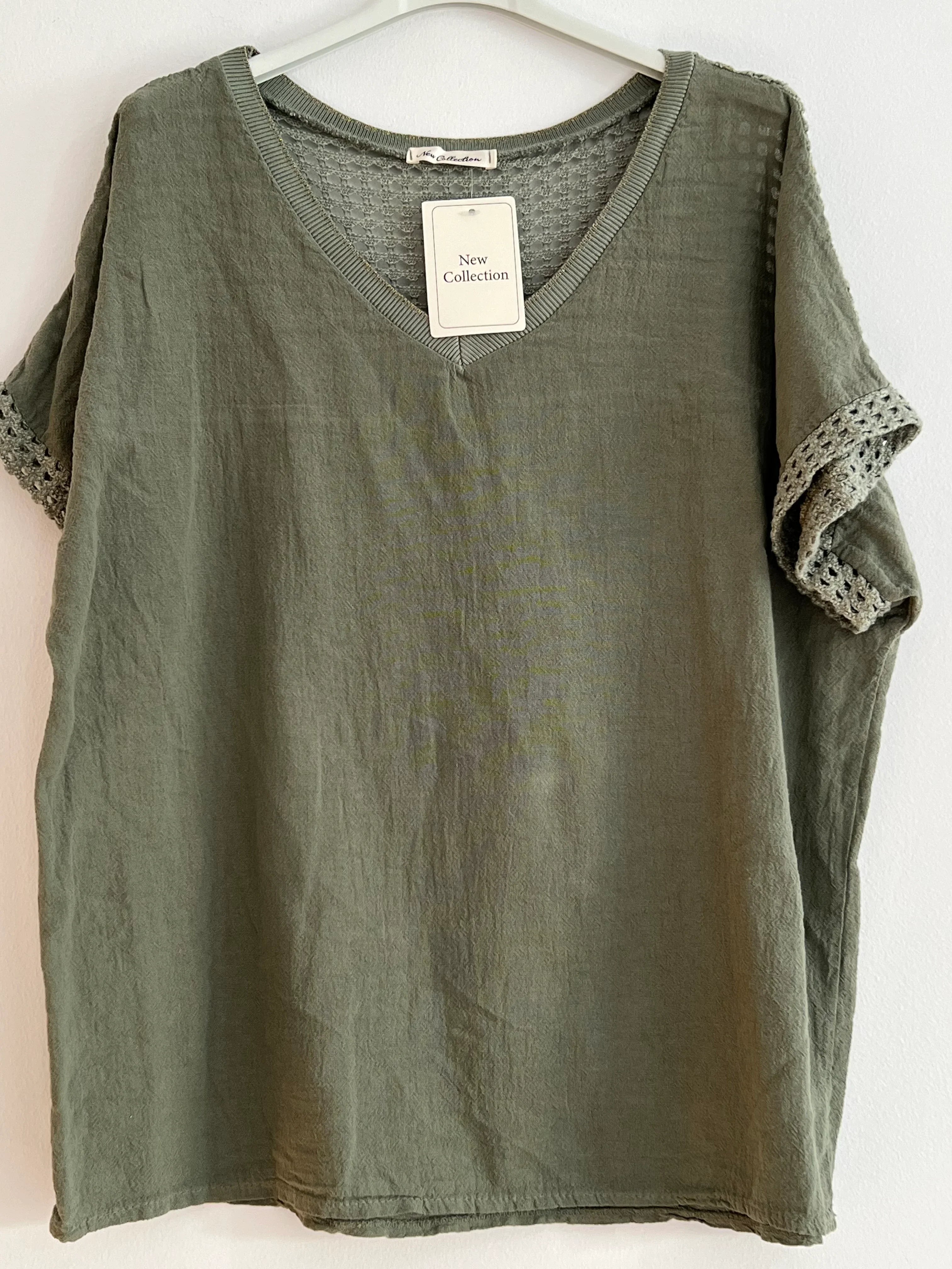 Blusa lino verde caqui