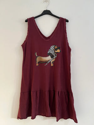 Vestido midi dibujo burdeo