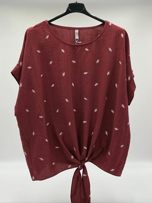 Camiseta estampado burdeo