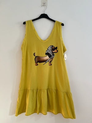 Vestido midi dibujo amarillo