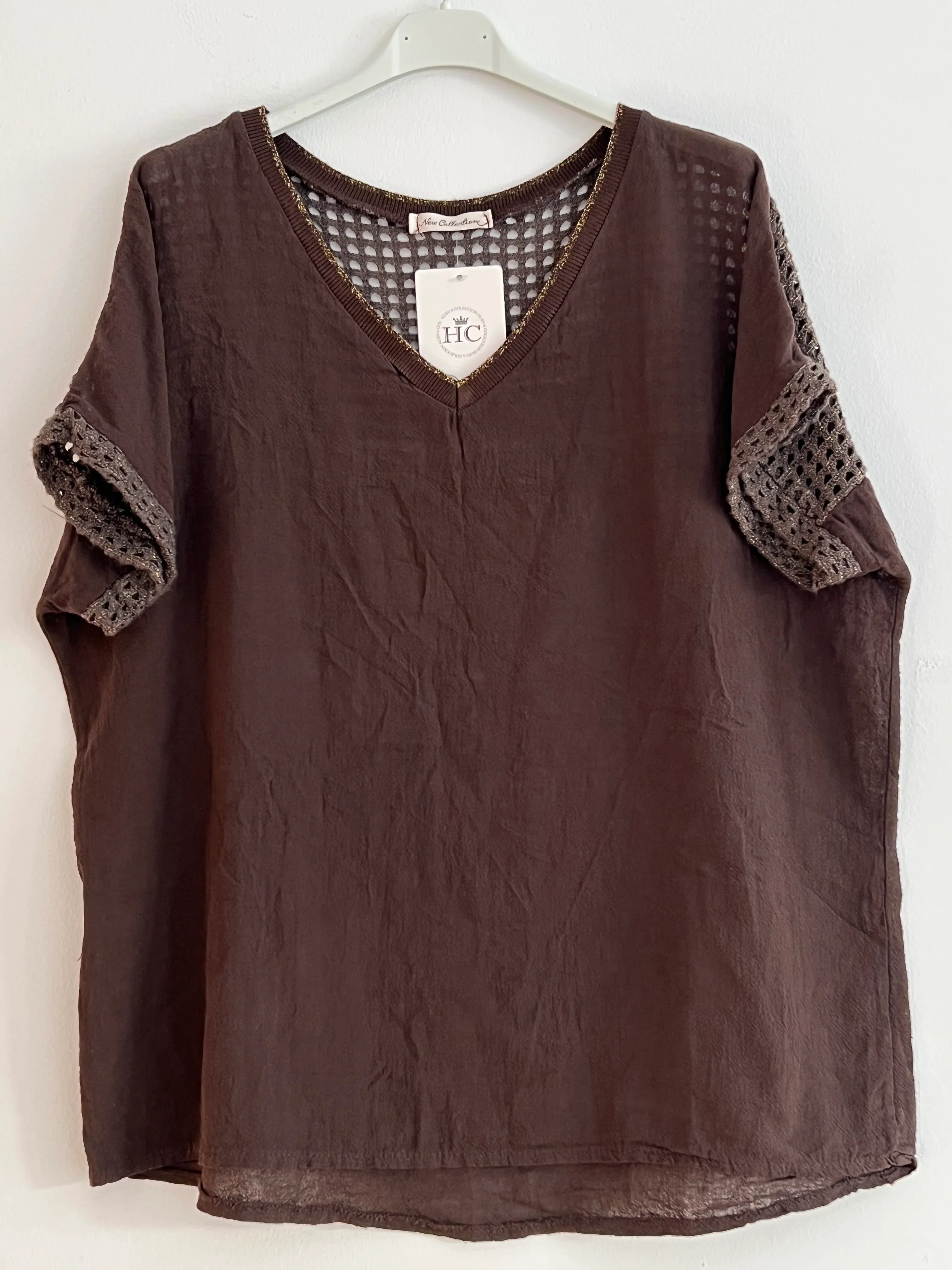 Blusa lino marron