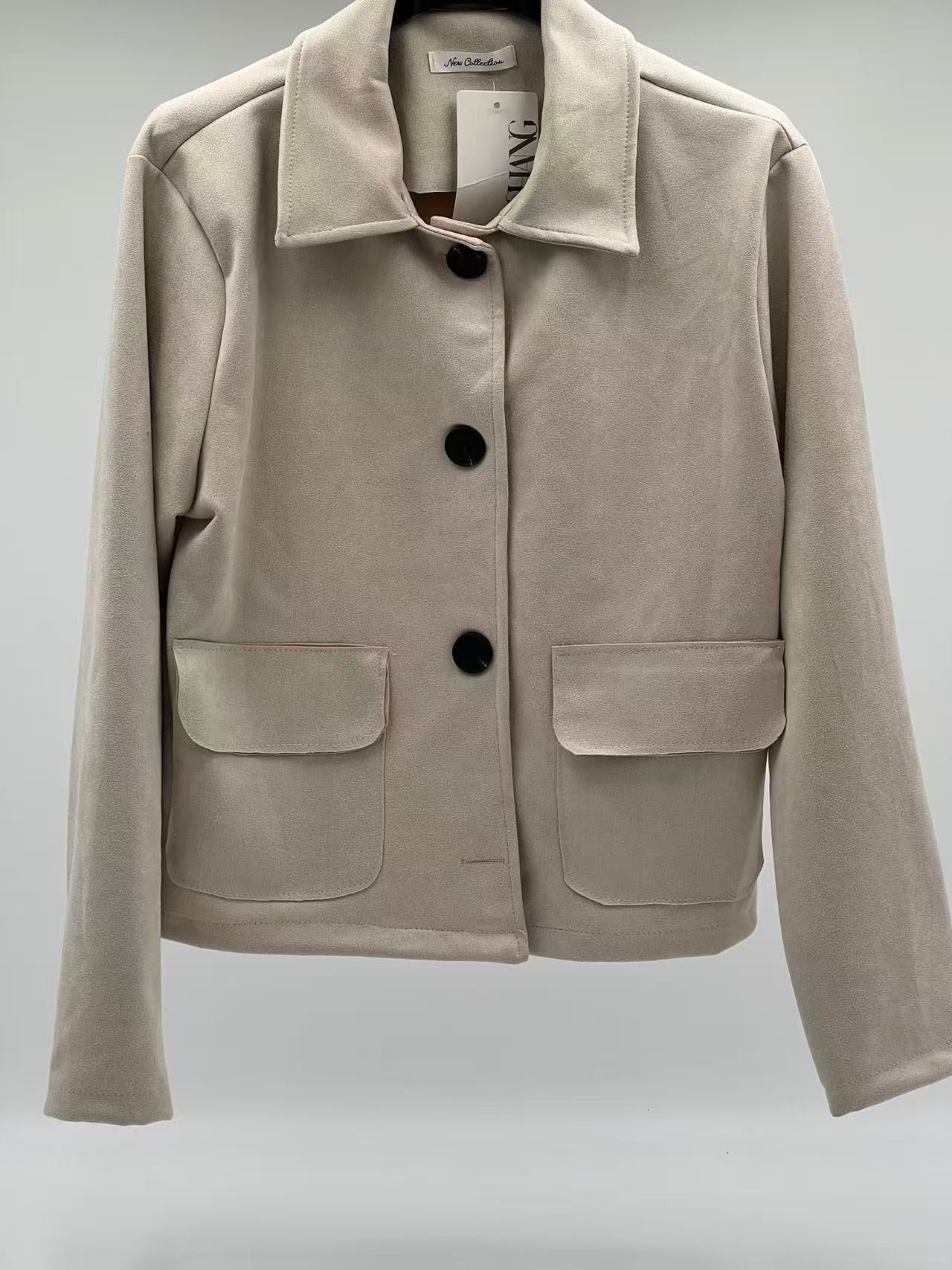 Chaqueta antelina beige