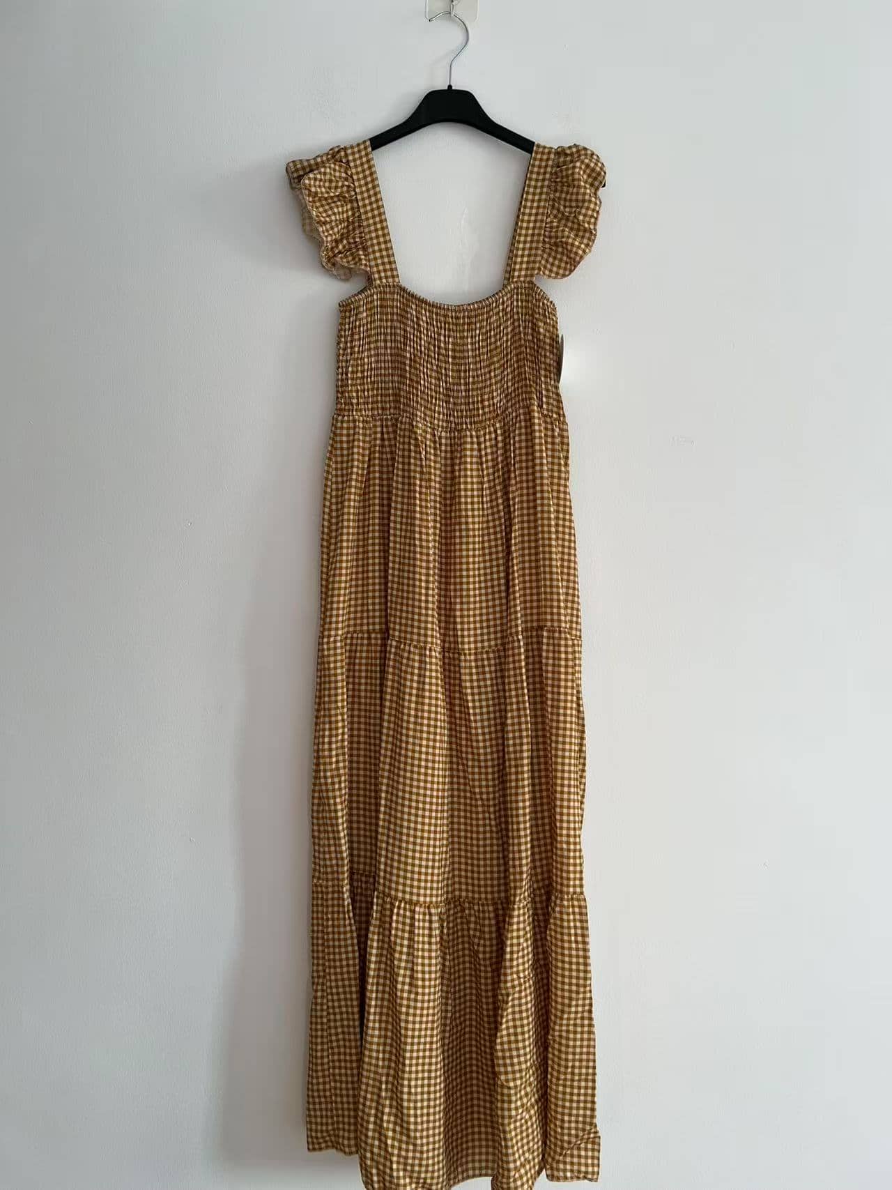 Vestido largo tirantes cuadro