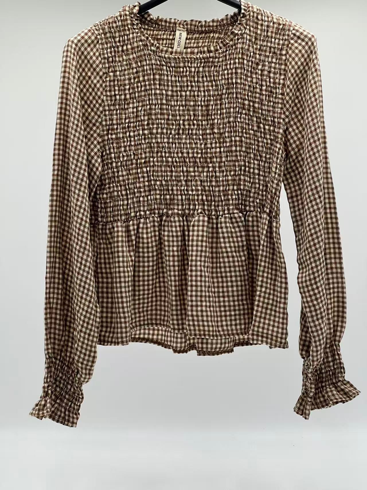 Blusa cuadro camel