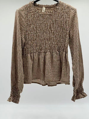 Blusa cuadro camel