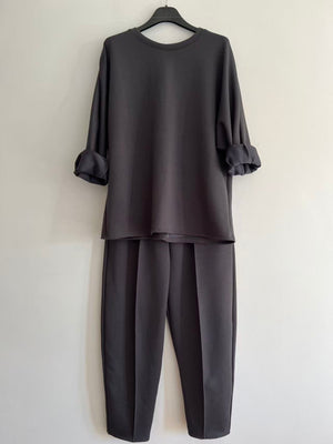Conjunto chandal liso gris oscuro