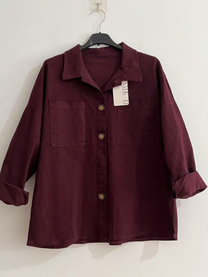 Chaqueta larga demin burdeo