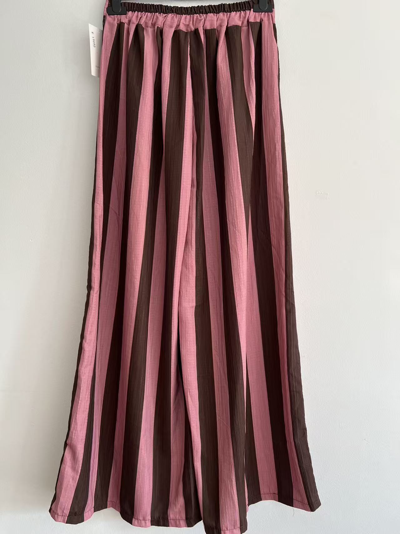 Pantalón Palazzo de Rayas con Cintura Plana