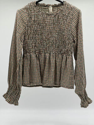 Blusa cuadro verde caqui