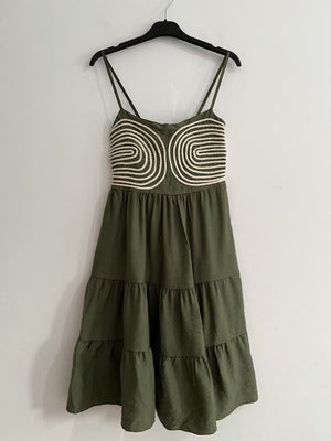 Vestido midi verde caqui