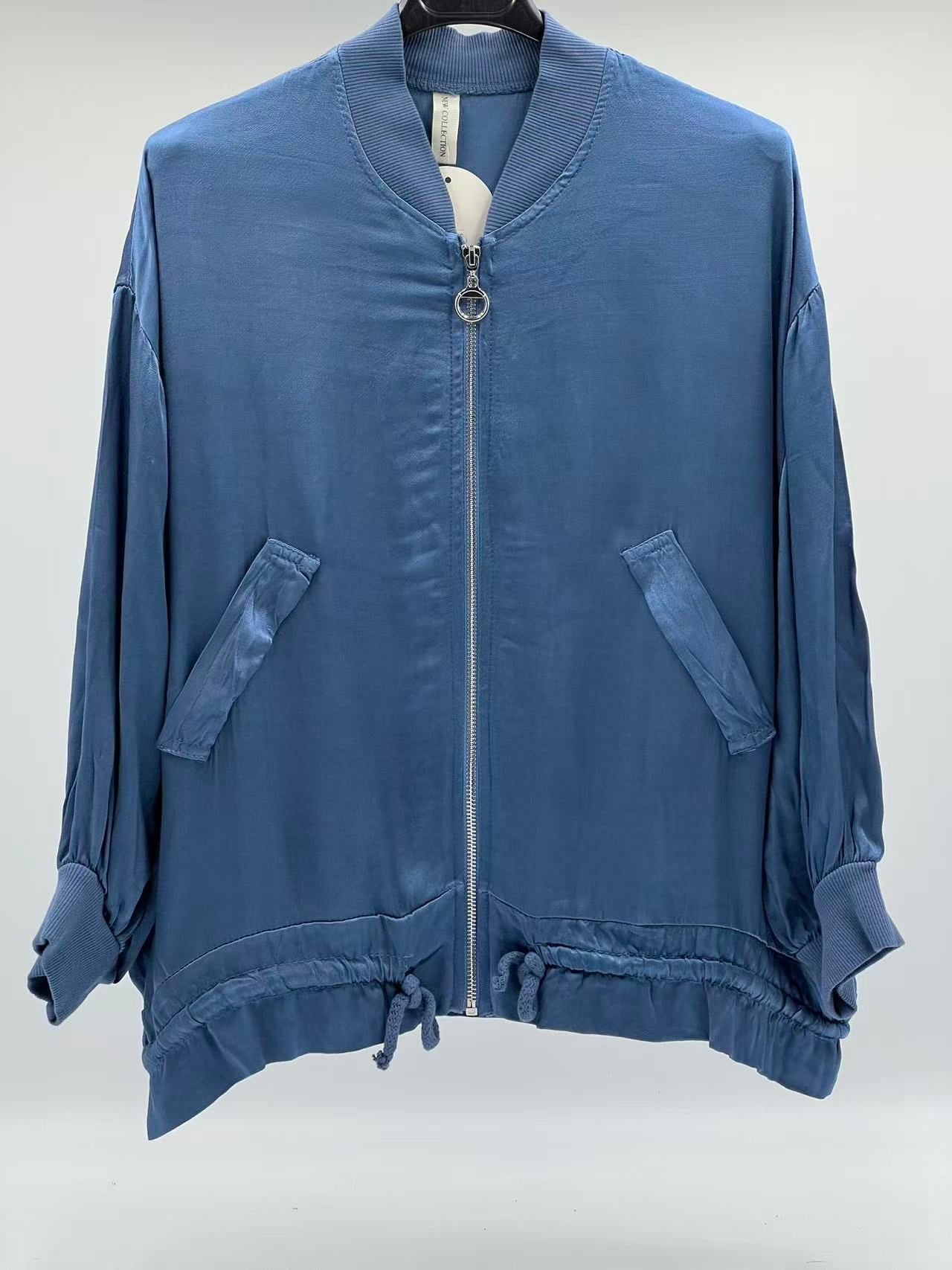 Bomber raso azul vaquero