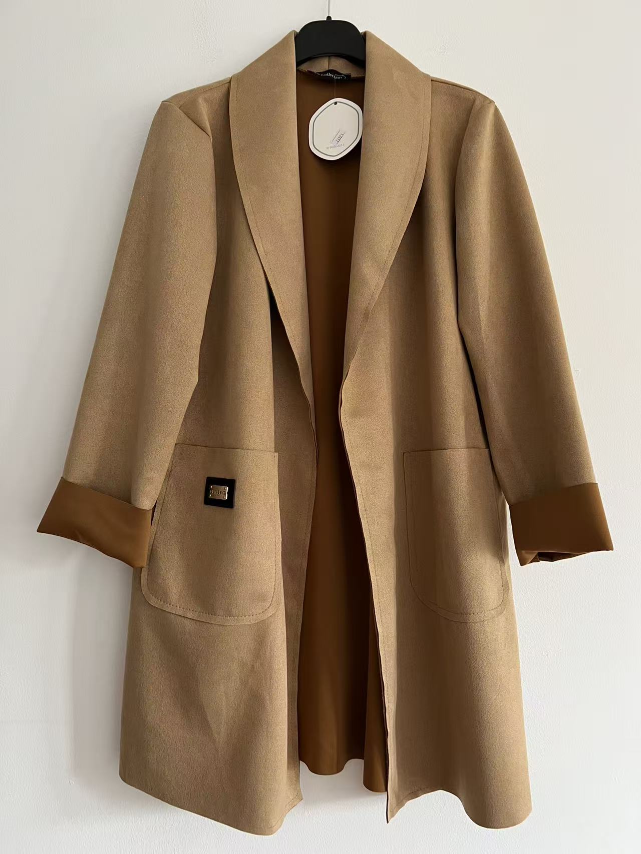 Gabardina antelina lisa camel