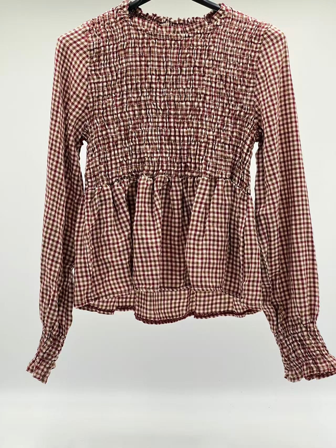 Blusa cuadro burdeos