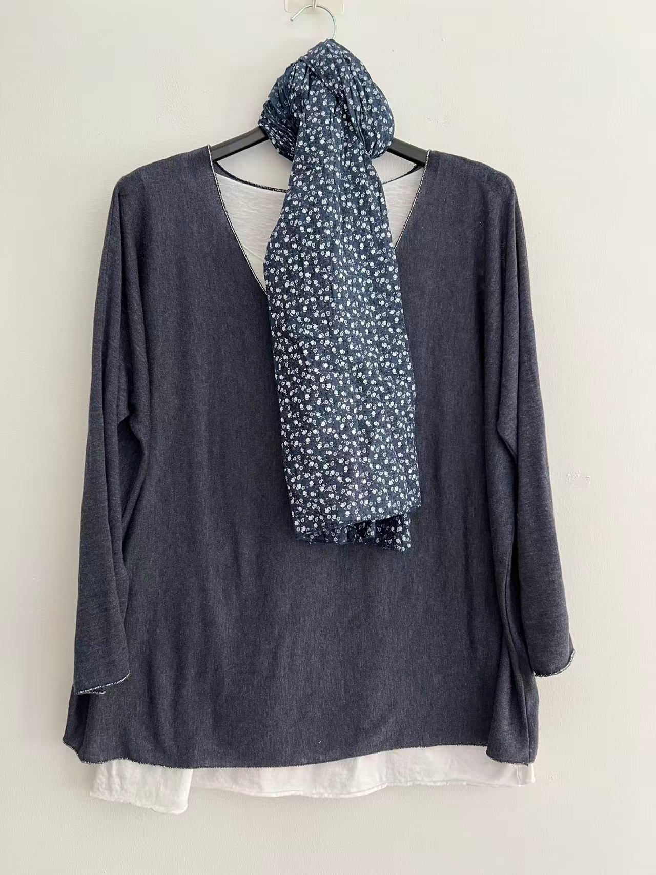 Conjuntos dos piezas con bufanda marino