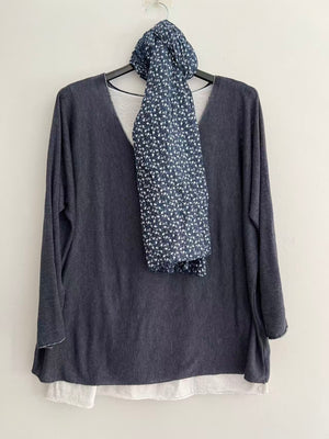 Conjuntos dos piezas con bufanda marino