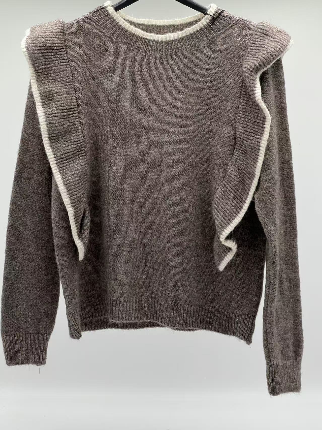 Jersey lana volantes taupe