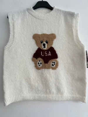 Jersey chaleco estampado ositos blanco