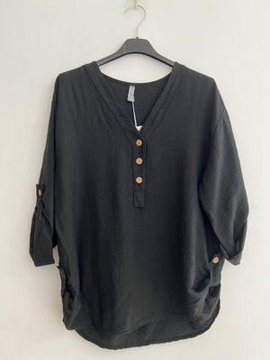 Blusa cuello pico larga negro