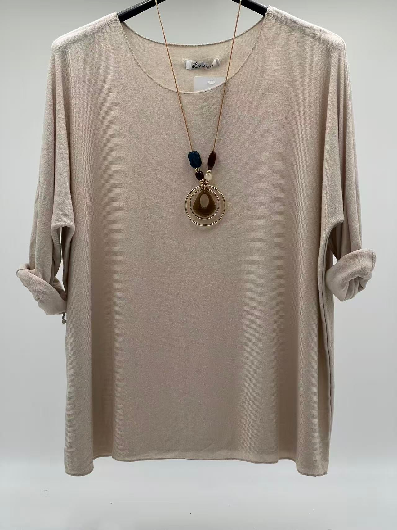 Camiseta básica punto beige