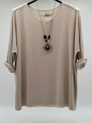 Camiseta básica punto beige