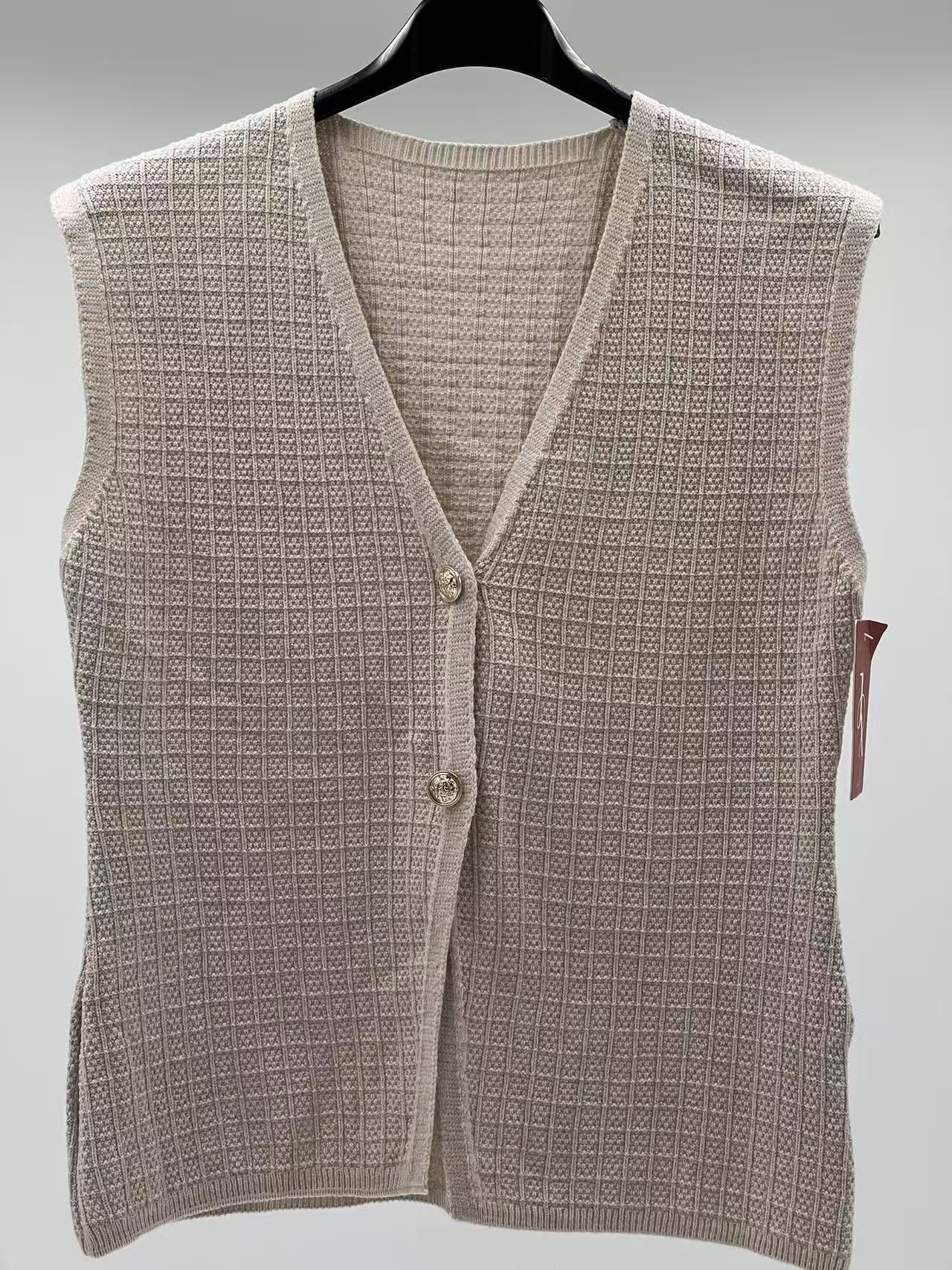 Jersey sin manga botones beige