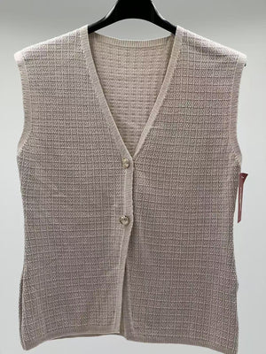 Jersey sin manga botones beige