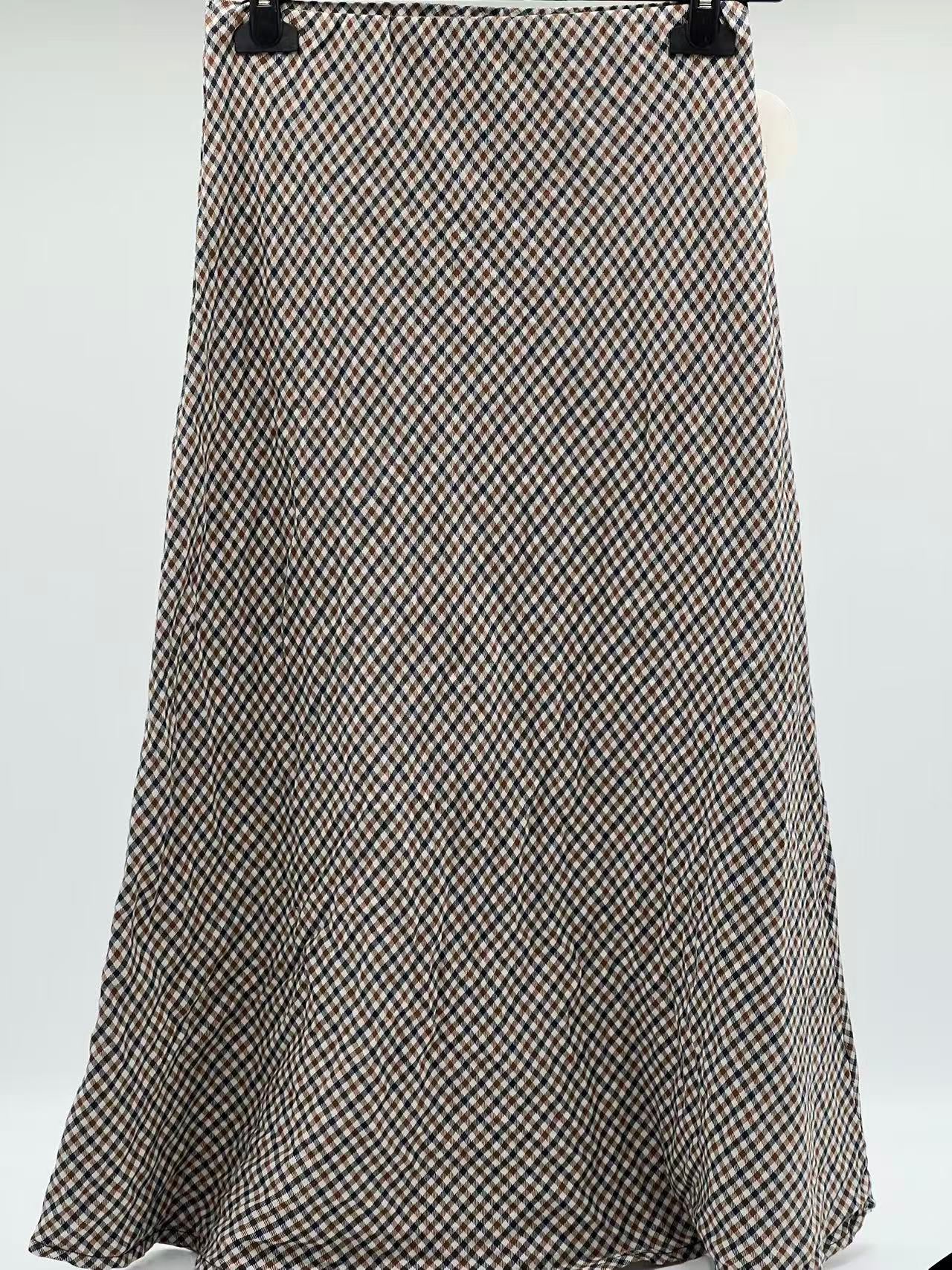 Falda cuadra larga azul marino