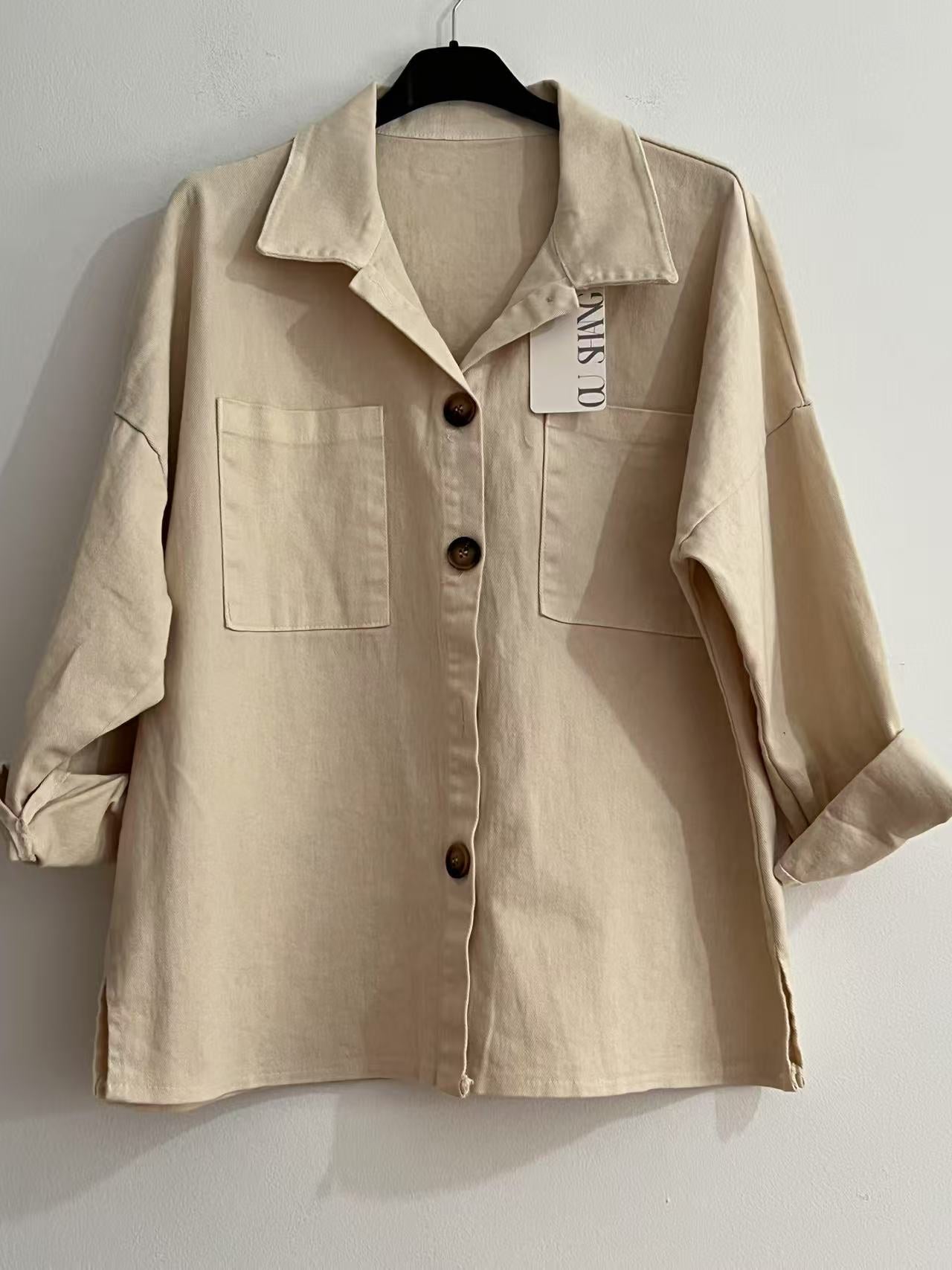 Chaqueta larga demin beige