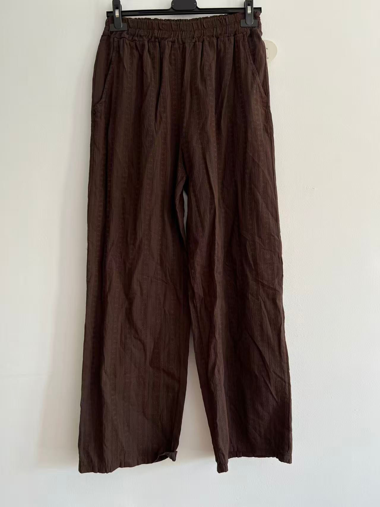 Pantalón de Pernera Ancha con Textura Arrugada