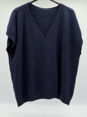 Jersey chaleco botones en trasera marino