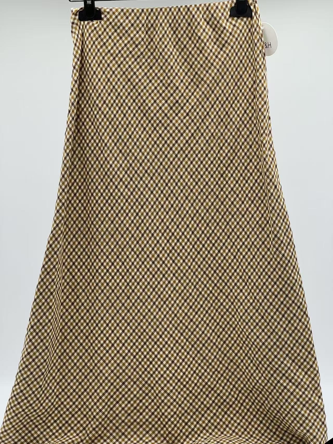 Falda cuadra larga mostaza