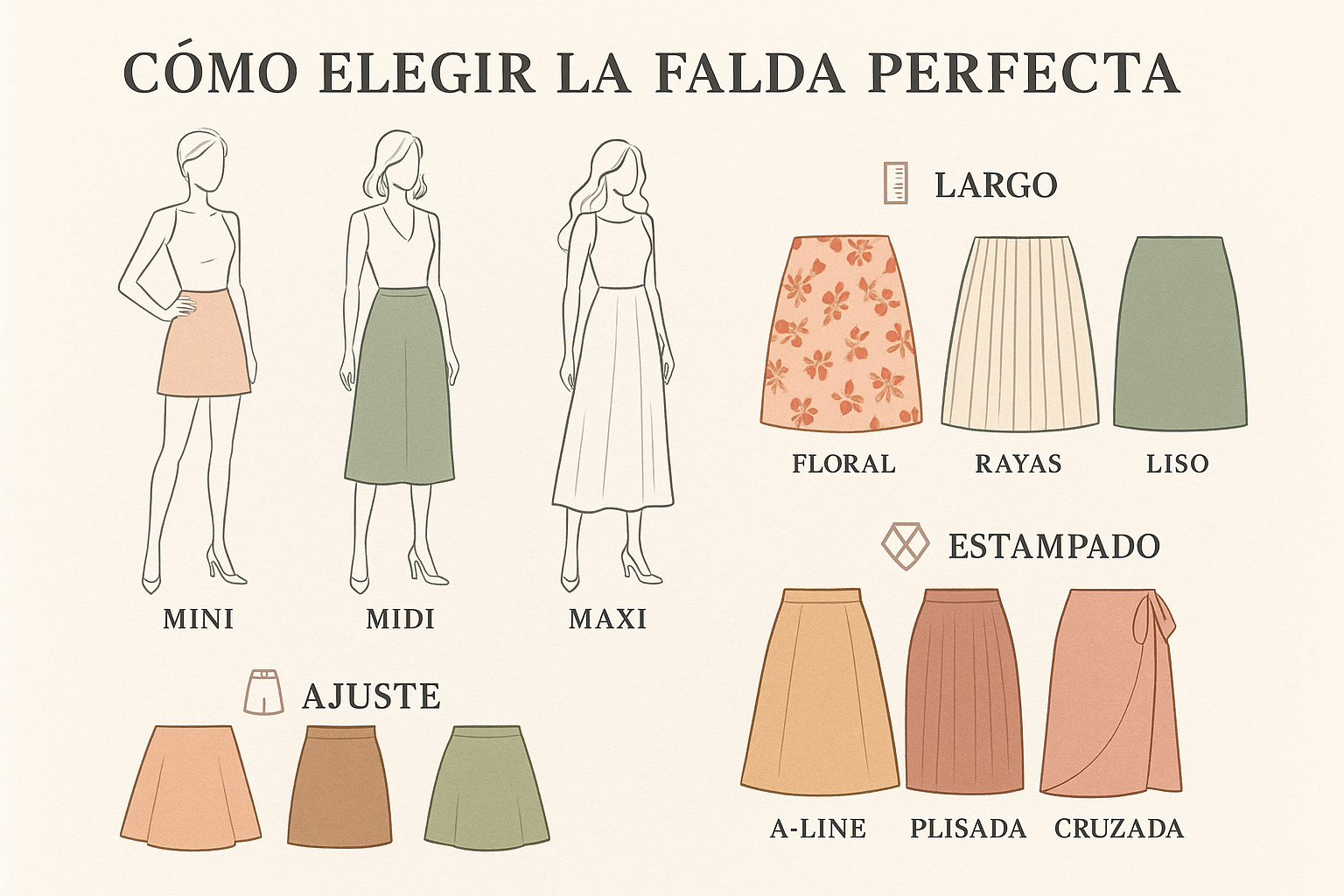 Cómo elegir tu falda ideal: largo, estampado y ajuste