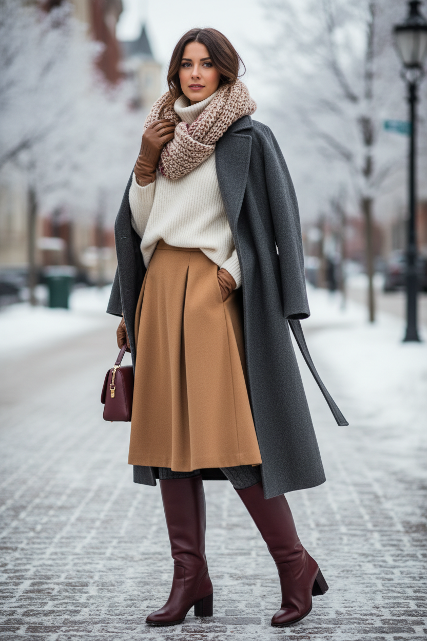 Looks de invierno con falda sin pasar frío: guía práctica para vestir elegante y abrigada