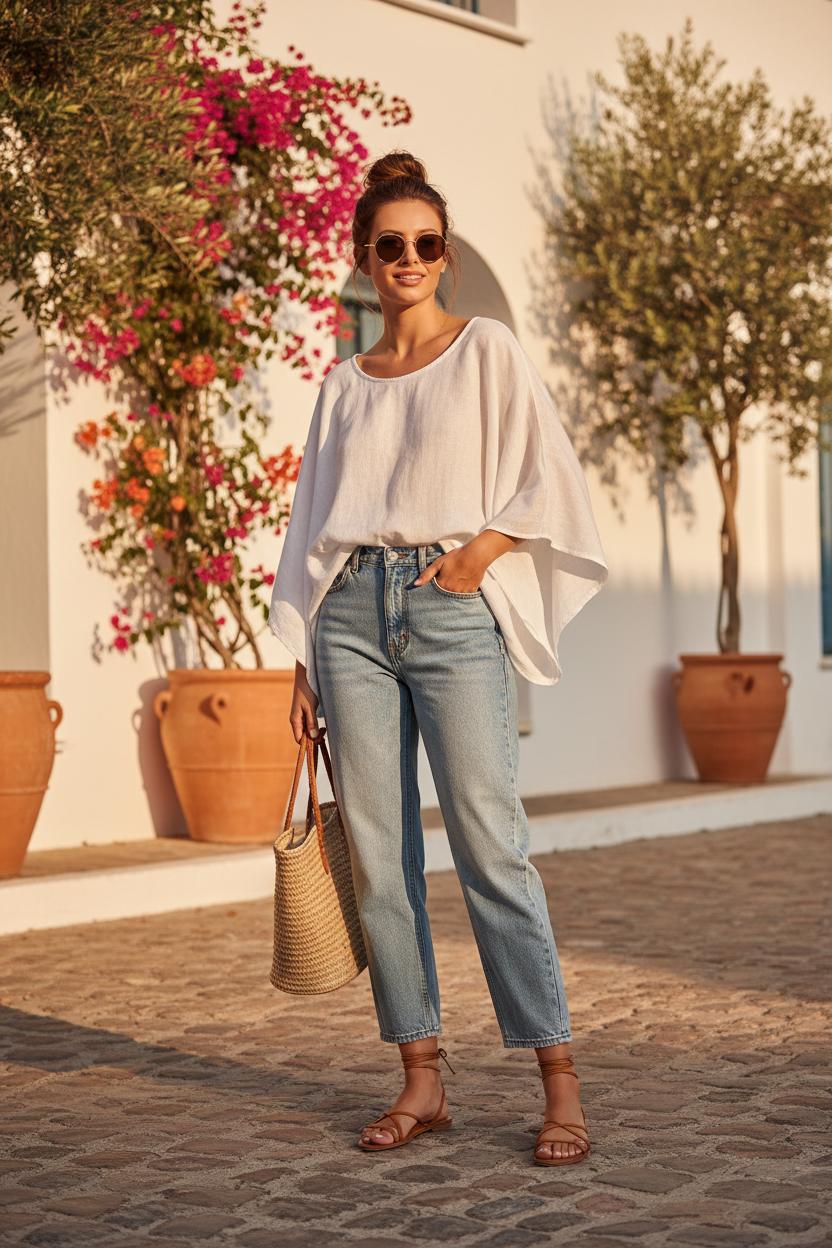 Outfits de verano con jeans ligeros