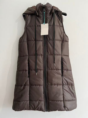 Chaleco de plumas marrón chocolate 