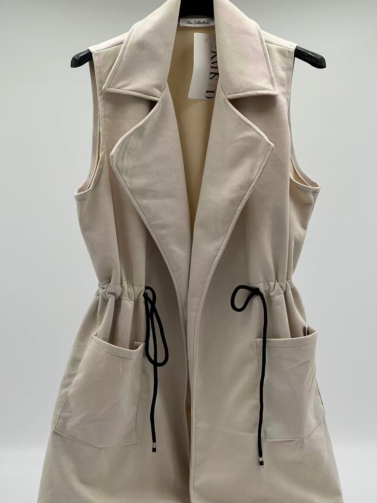 Chaleco antelina liso beige