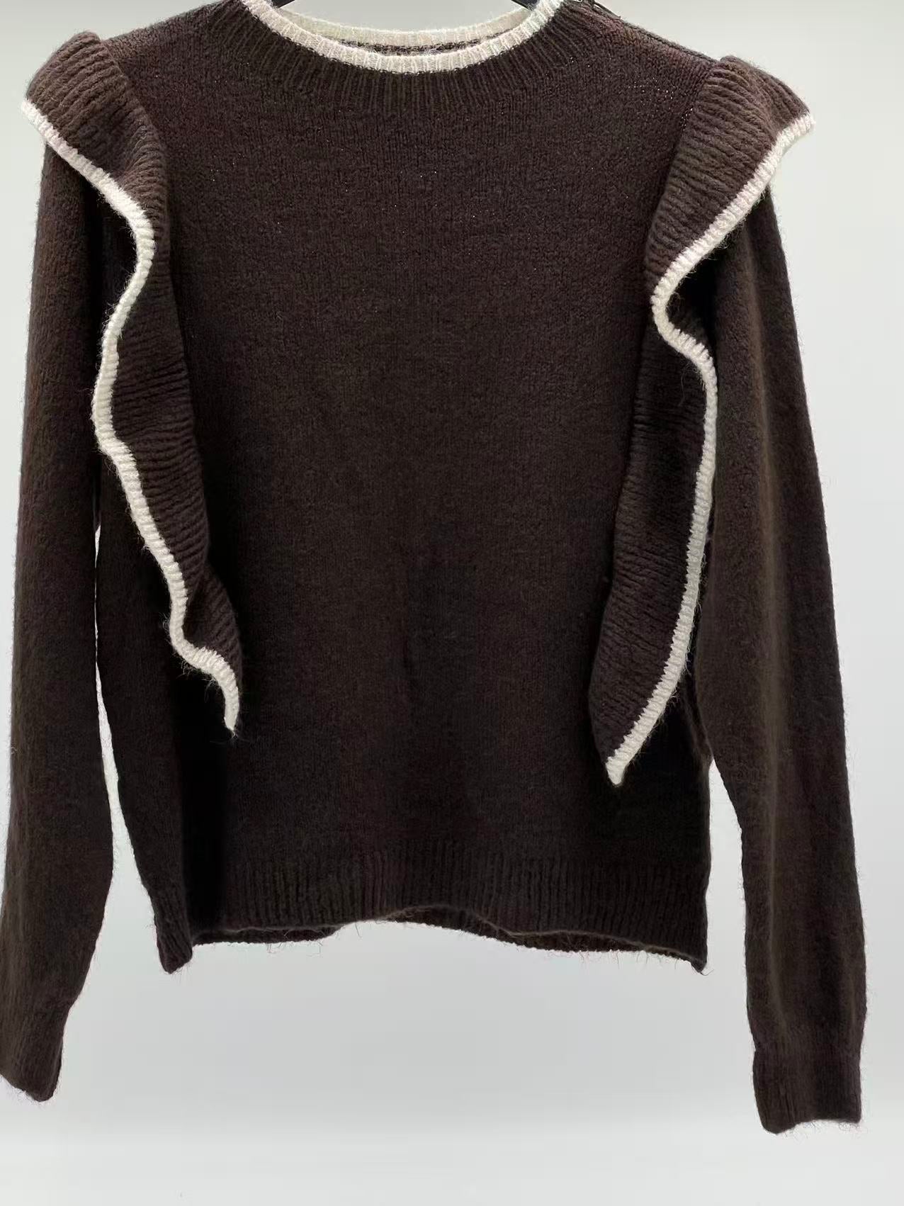 Jersey lana volantes marrón 