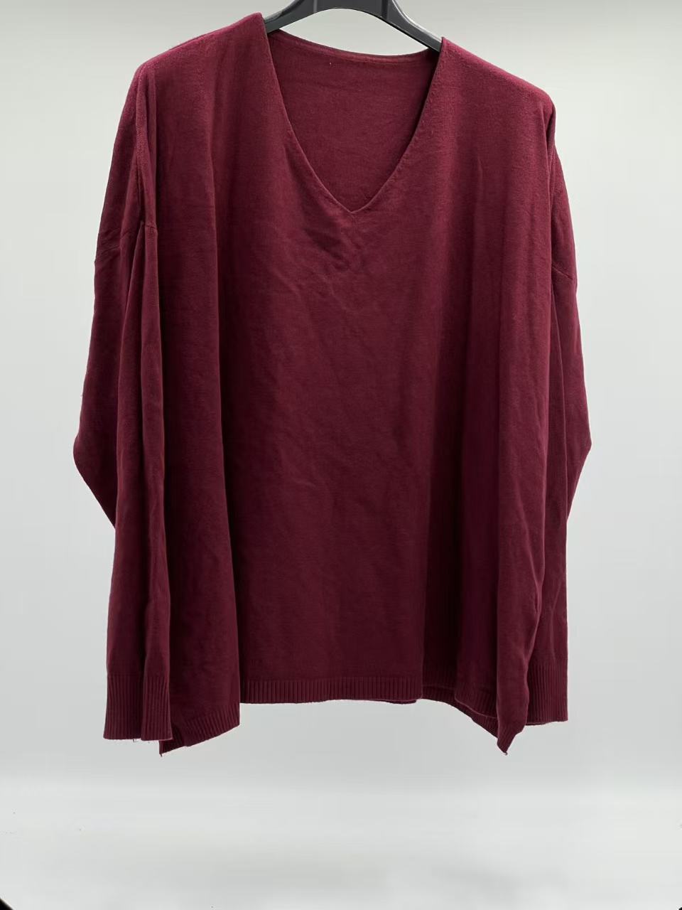 Jersey fino básico burdeos